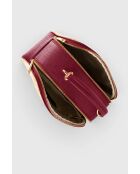 Borsa a mano Cecilia in pelle di vitello martellata bordeaux e rafia - 22 x 16 x 11 cm