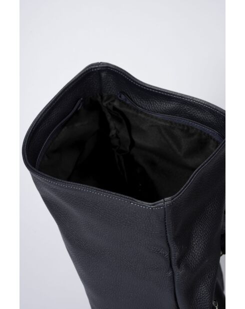 Mochila Carla de piel de becerro granulada azul - 35 x 40 x 10 cm