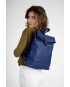 Mochila Carla de piel de becerro granulada azul - 35 x 40 x 10 cm