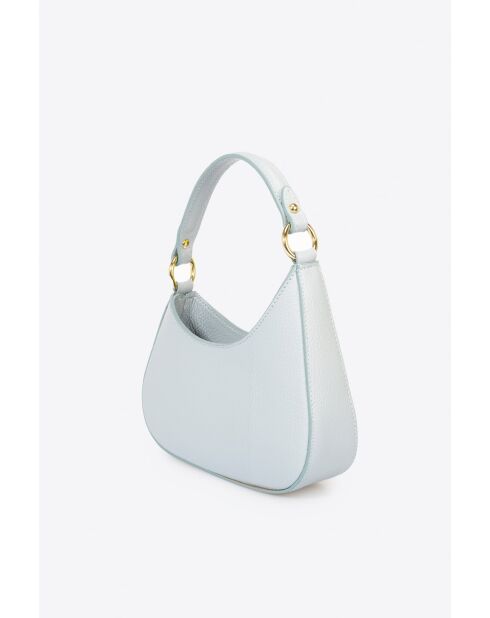 Sac à main en cuir de veau grainé Nevia bleu ciel - 20 x 10 x 6 cm