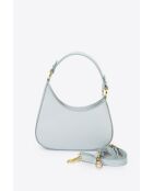 Himmelblaue Handtasche Nevia aus genarbtem Kalbsleder - 20 x 10 x 6 cm