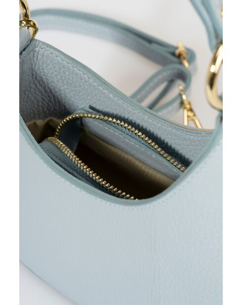 Himmelblaue Handtasche Nevia aus genarbtem Kalbsleder - 20 x 10 x 6 cm