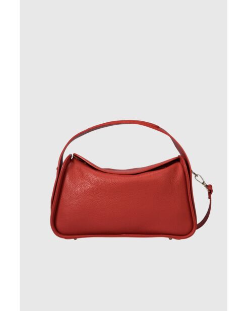Sac à main en cuir de veau grainé Pria rouge - 26 x 24 x 9 cm