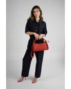 Borsa a mano Pria in pelle di vitello martellata rossa - 26 x 24 x 9 cm