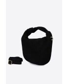 Bolso Isabelle de piel aterciopelada negra - 27 x 16 x 2 cm