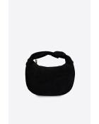 Bolso Isabelle de piel aterciopelada negra - 27 x 16 x 2 cm