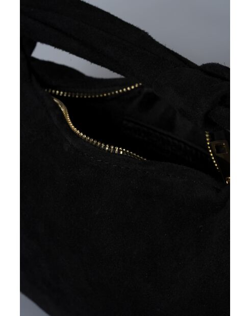 Bolso Isabelle de piel aterciopelada negra - 27 x 16 x 2 cm