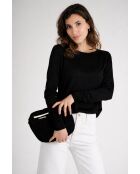 Bolso Isabelle de piel aterciopelada negra - 27 x 16 x 2 cm