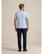 Hemelsblauw op maat gemaakt T-shirt van katoen met slanke pasvorm