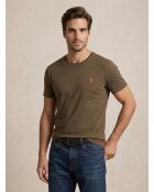 T-shirt en coton coupe ajustée personnalisée vert kaki