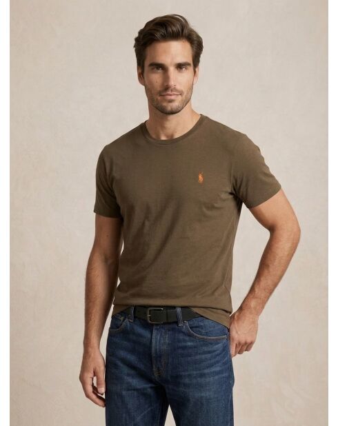 T-shirt en coton coupe ajustée personnalisée vert kaki