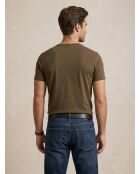 T-shirt en coton coupe ajustée personnalisée vert kaki