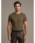 T-shirt en coton coupe ajustée personnalisée vert kaki