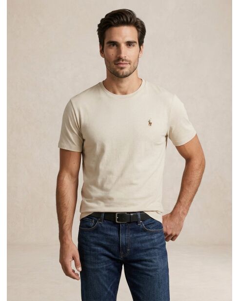 T-shirt in cotone slim fit personalizzata color crema