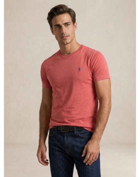 rotes maßgeschneidertes Slim Fit Baumwoll-T-Shirt