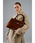 Bolso Vittoria de piel gamuza marrón - 40x17x26 cm