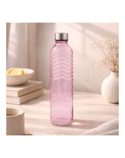 Botella de vidrio coloreado Gloupop rosa - 1.2 L