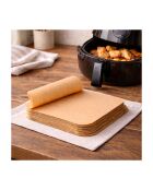 Set van 50 vierkante beige Airfryer bakplaten - 23x2 cm