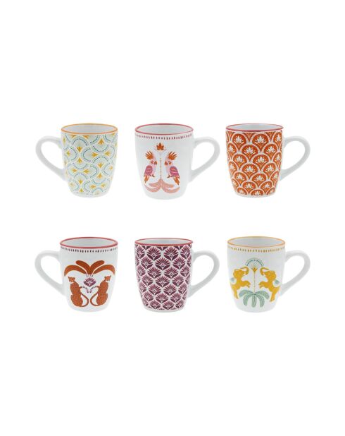 Lot de 6 mugs en porcelaine Zoela multicolore - 0.3 L