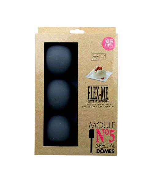Plaque moule pour 6 grands dômes en silicone grise - 25x17 cm