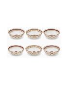 Lot de 6 assiettes creuses en porcelaine Sabela beige/bordeaux - D.21x7 cm