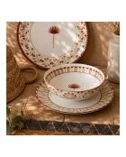 Lot de 6 assiettes creuses en porcelaine Sabela beige/bordeaux - D.21x7 cm