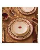 Lot de 6 assiettes creuses en porcelaine Sabela beige/bordeaux - D.21x7 cm