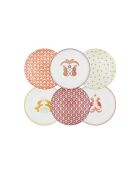 Lot de 6 petites assiettes en porcelaine Zoela multicolore - D.20x2,5 cm
