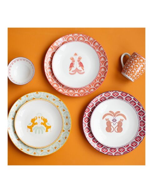 Lot de 6 petites assiettes en porcelaine Zoela multicolore - D.20x2,5 cm