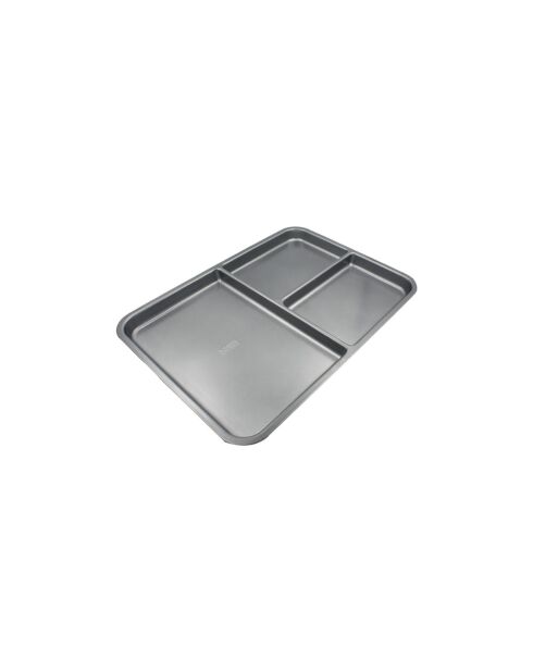 Plat à four antiadhésif 3 compartiments Compartifour gris - 45,4x32,7x2,6 cm