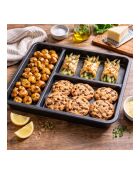 Fuente antiadherente para horno Compartifour gris con 3 compartimentos, 45,4 x 32,7 x 2,6 cm