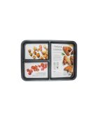 Fuente antiadherente para horno Compartifour gris con 3 compartimentos, 45,4 x 32,7 x 2,6 cm