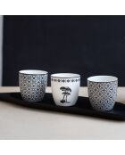 Set van 6 Villa les Pins zwart/witte porseleinen kopjes - 0,2 L