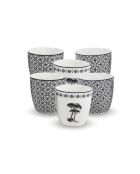 Set van 6 Villa les Pins zwart/witte porseleinen kopjes - 0,2 L