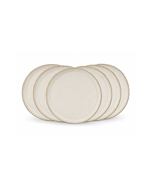 Lot de 6 grandes assiettes en céramique Coton blanches - D.26,8x2,1 cm