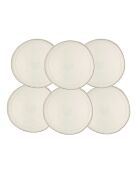Lot de 6 grandes assiettes en céramique Coton blanches - D.26,8x2,1 cm