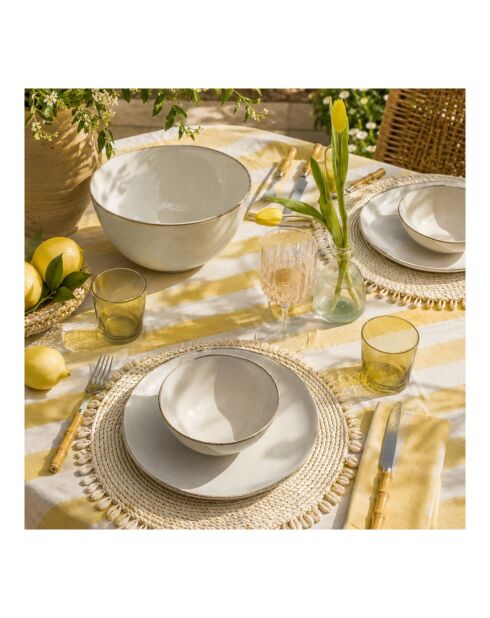 Lot de 6 grandes assiettes en céramique Coton blanches - D.26,8x2,1 cm