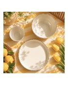 Lot de 6 grandes assiettes en céramique Coton blanches - D.26,8x2,1 cm