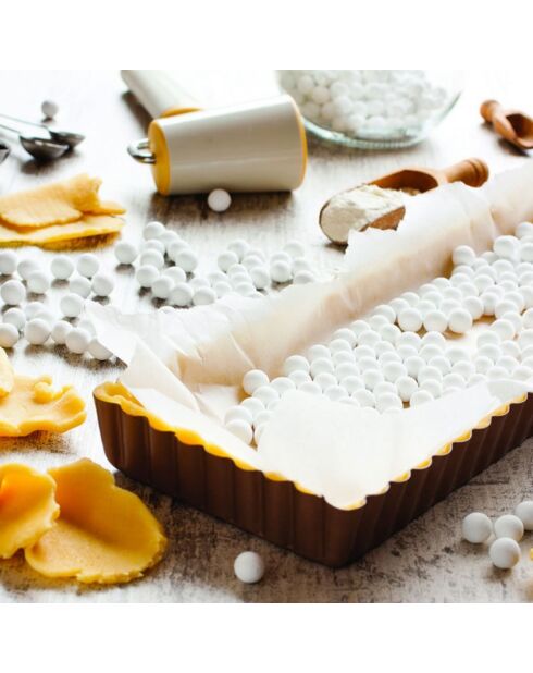Billes de cuisson pour fond de tarte en céramique blanches - 6x12x6 cm