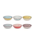 Set van 6 soepborden, waarvan 1 in veelkleurig Sabae-porselein - D.21x7 cm