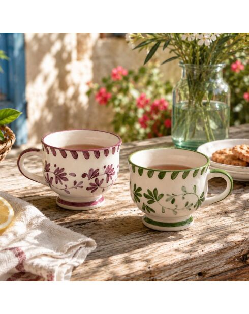 Lot de 6 mugs à pied en céramique Trattoria multicolore - D.7x11 cm