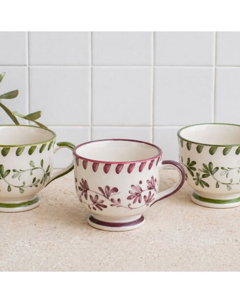 Lot de 6 mugs à pied en céramique Trattoria multicolore - D.7x11 cm