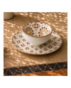 Lot de 6 petits bols en porcelaine Sabela beige/bordeaux - D.11x6 cm