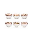Lot de 6 petits bols en porcelaine Sabela beige/bordeaux - D.11x6 cm