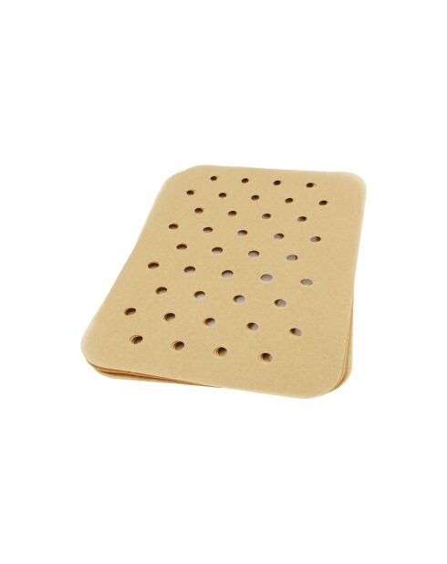 Lot de 50 feuilles de cuisson rectangle en papier sulfurisé Airfryer beige - 19x13x2 cm
