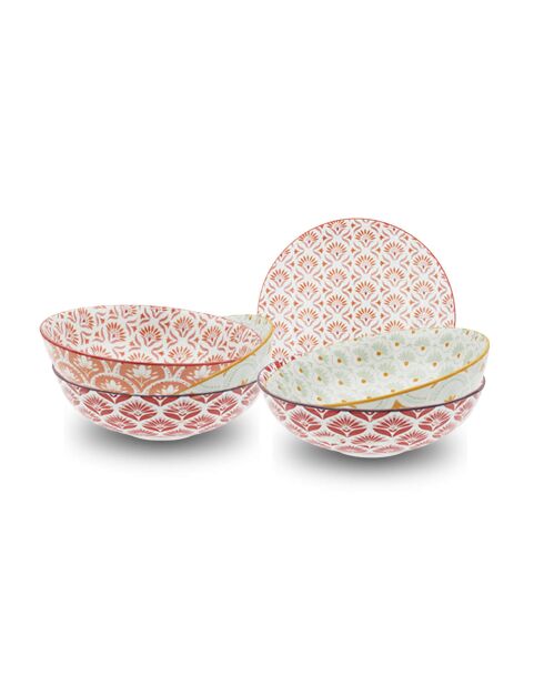 Lot de 6 assiettes creuses en porcelaine Zoela multicolore - D.21x7 cm