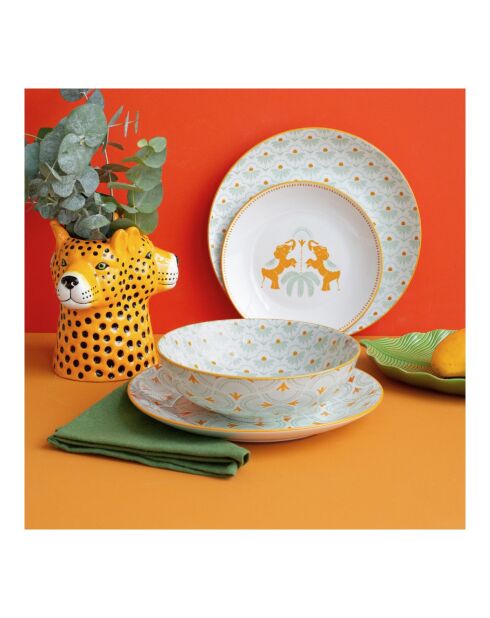 Lot de 6 assiettes creuses en porcelaine Zoela multicolore - D.21x7 cm