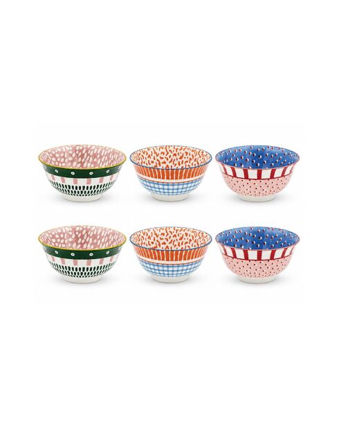 Lot de 6 grands bols en porcelaine Fruits en Folie multicolore - D.18x8,5 cm