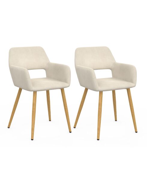 Lot de 2 chaises en velours Heidi crème - 52x53x80 cm