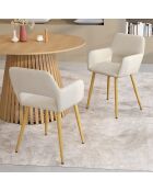 Lot de 2 chaises en velours Heidi crème - 52x53x80 cm